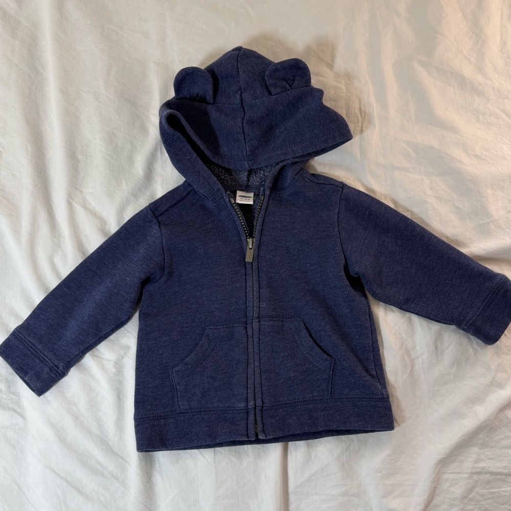 Old Navy Dark Blue Baby Hoodie with Bear Ears Size 12-18 Months